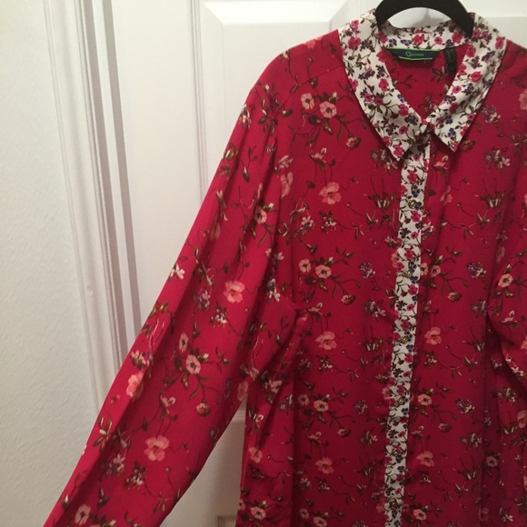 Mixed Floral Print Button Front Long Sleeve - Picture 4 of 8